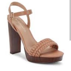 BCBGENERATION Oberla Stack-Heel Platform Sandals Color TAN Size 10